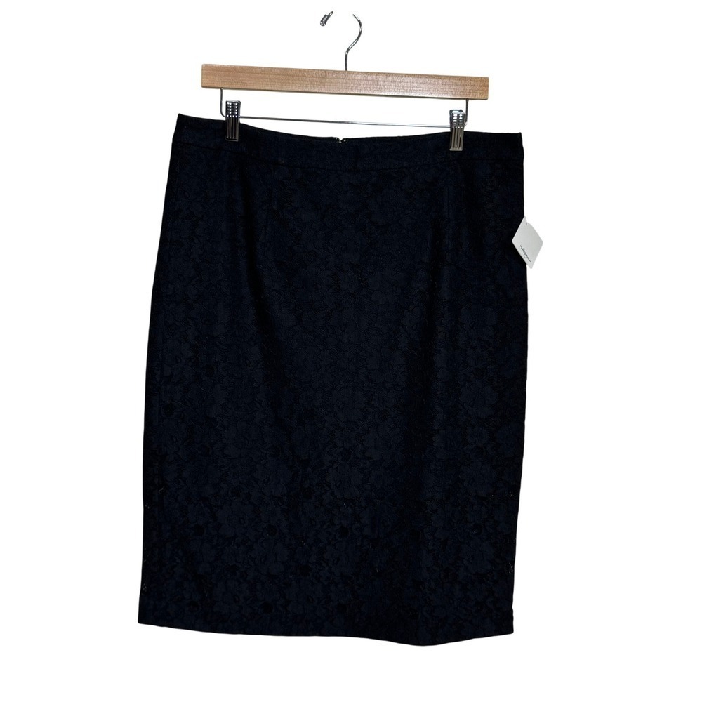 Halogen Black Lace Pencil Skirt‎ Knee Length Women Size 14